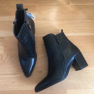 Black Leather Zip-up Ankle Booties NWT